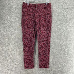 Social Standard Jeans Women 10 Pink Animal Print Denim Medium Wash Ankle Skinny